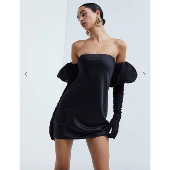 For Love & Lemons Hazel Mini Dress Black Puff - Picture 1 of 7